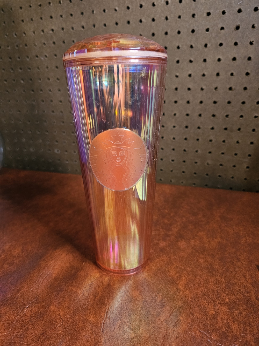 Starbucks Tumbler 2020 Summer Rose Gold Iridescent Kaleidoscope Dome